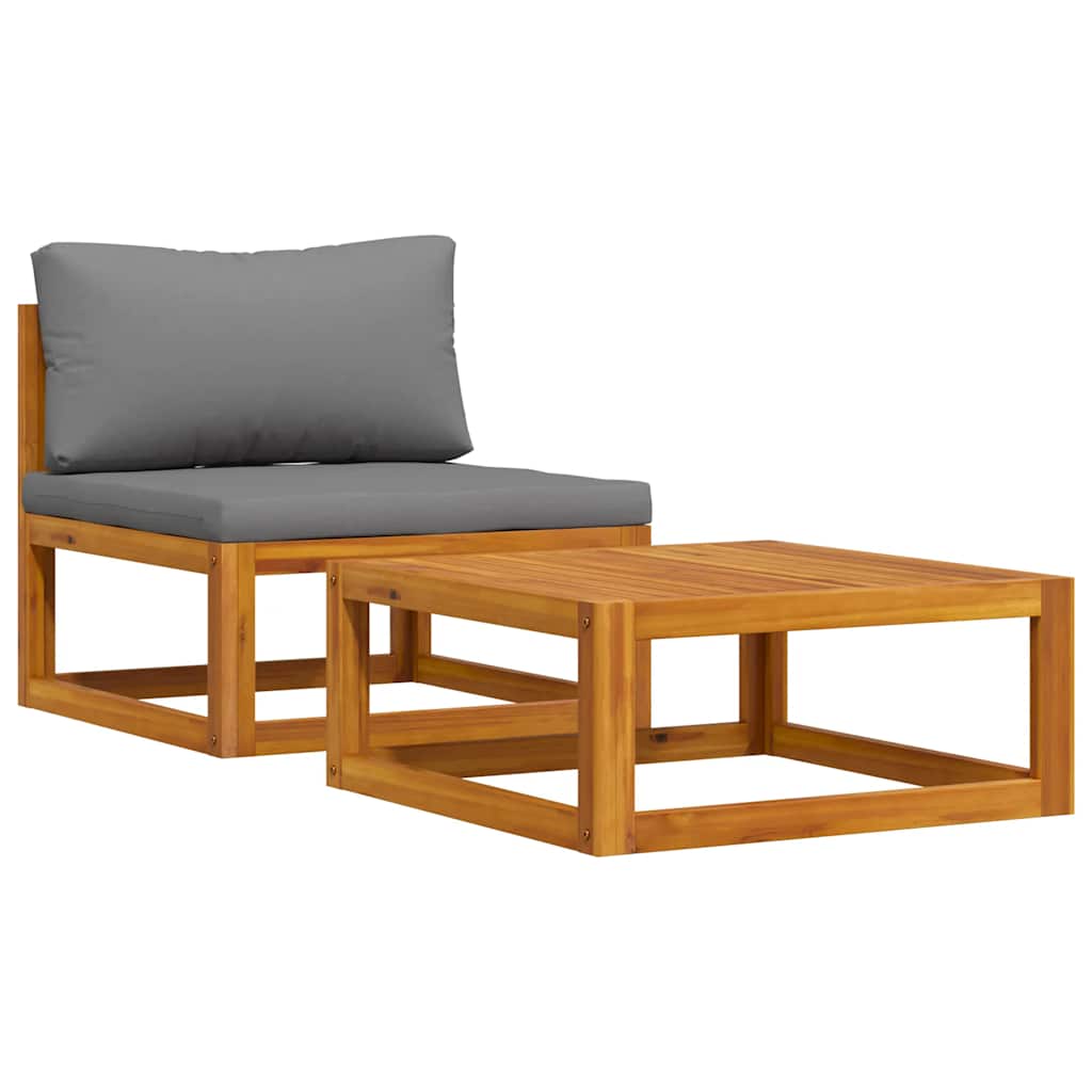 2 Pcs conjunto de sofás de jardim com almofadão acácia maciça