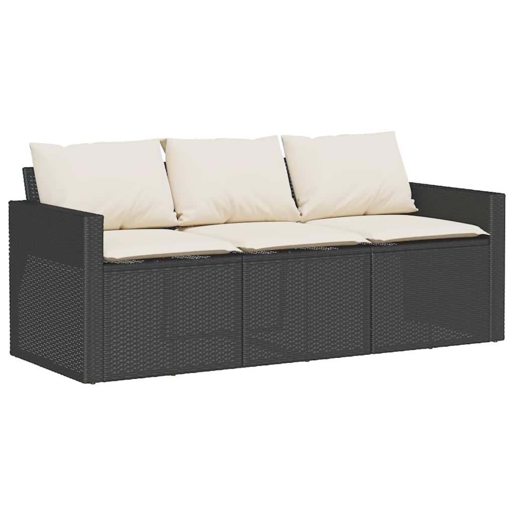 6 Pcs conjunto sofás de jardim c/ almofadões vime PE preto