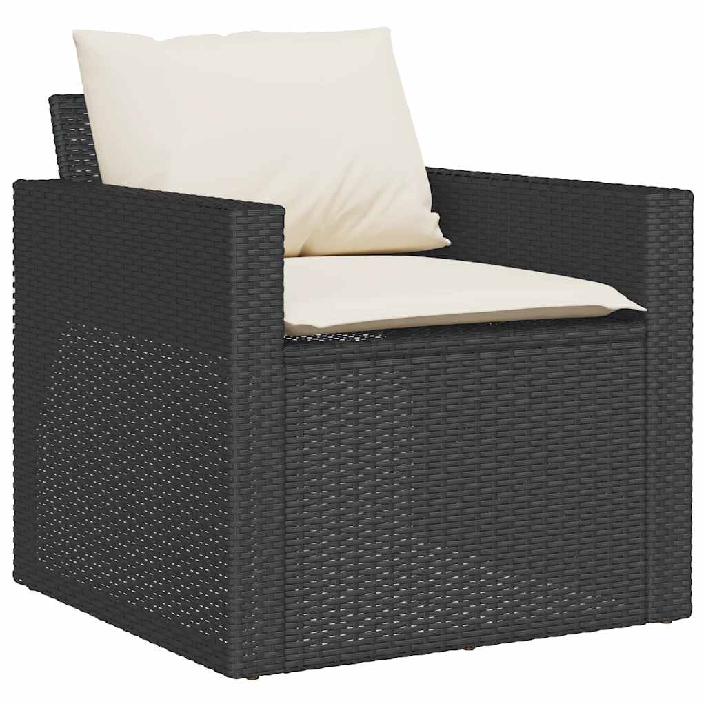 6 Pcs conjunto sofás de jardim c/ almofadões vime PE preto