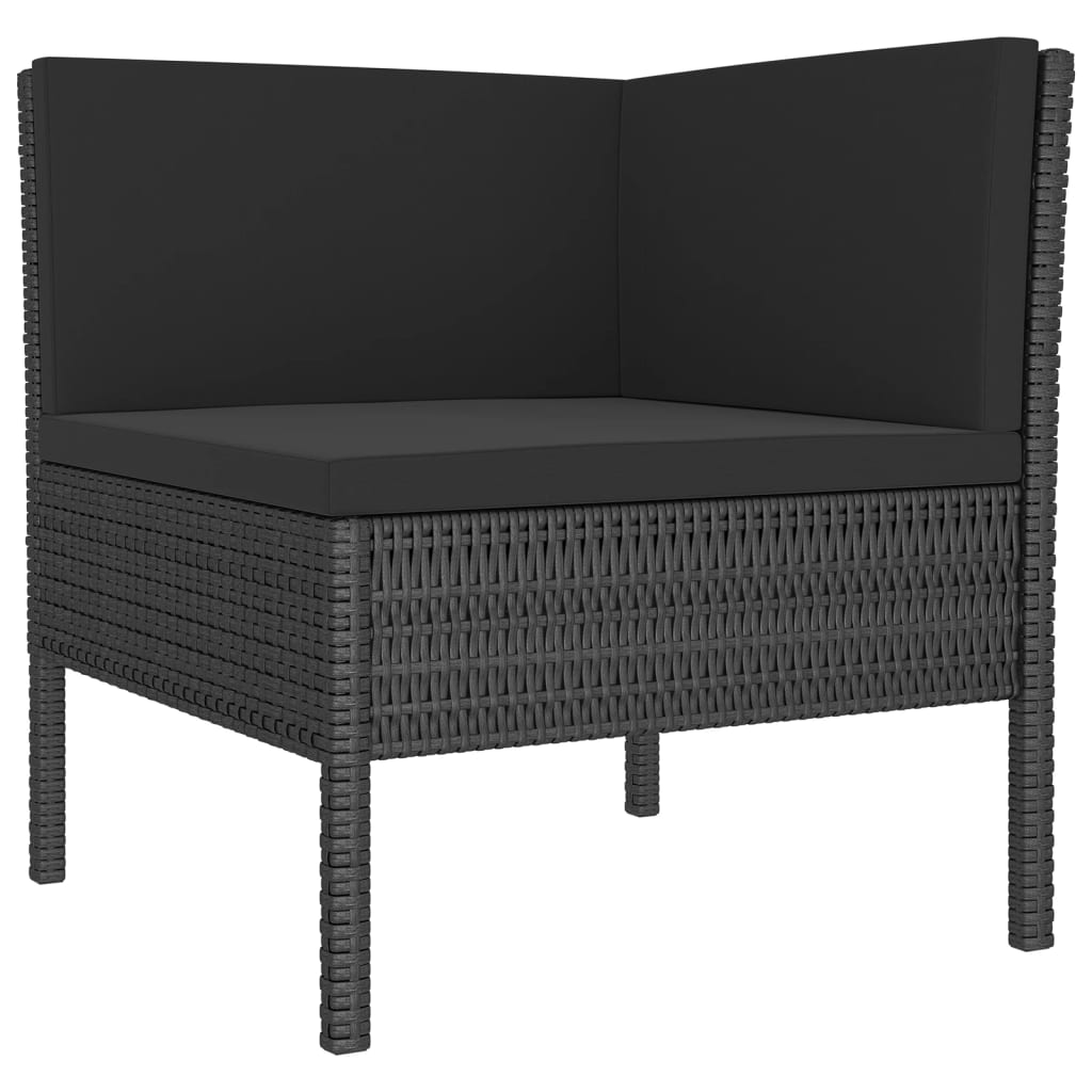 5 Pcs conjunto lounge de jardim c/ almofadões vime PE preto