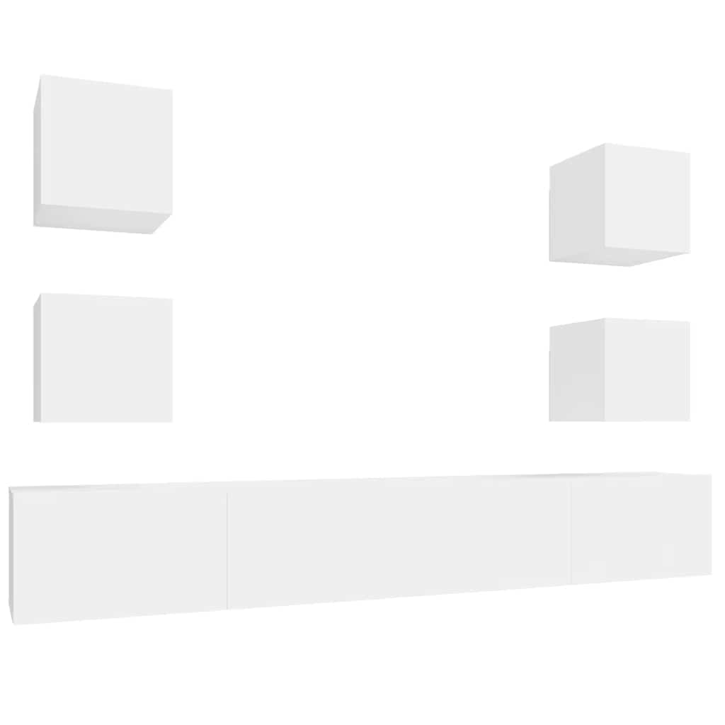 Conjunto móveis de TV 6 pcs madeira processada branco