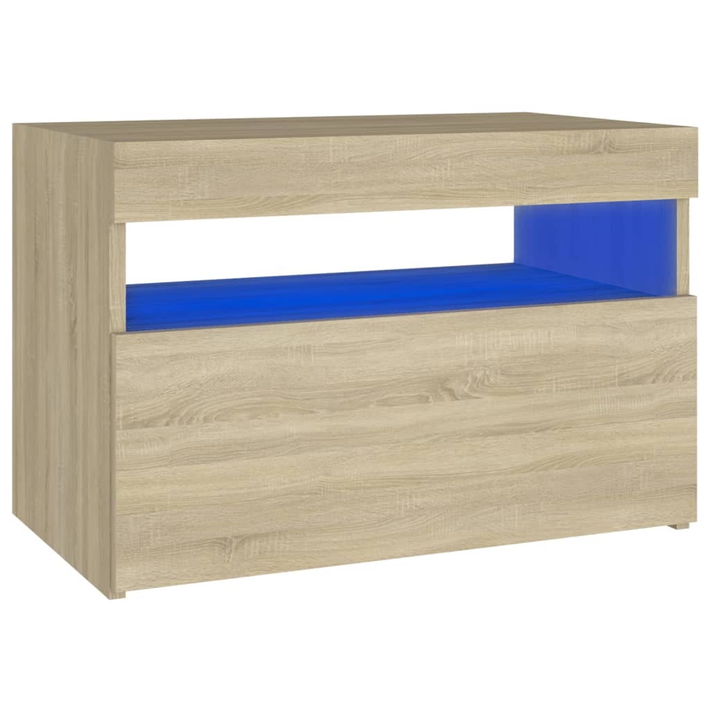 Mesa de cabeceira & LED 60x35x40 deriv. madeira carvalho sonoma