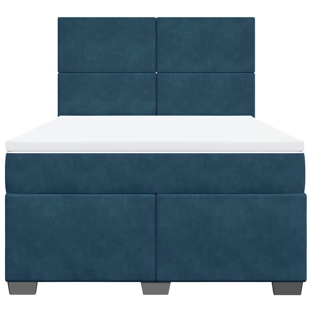 Cama com molas/colchão 160x200 cm veludo azul