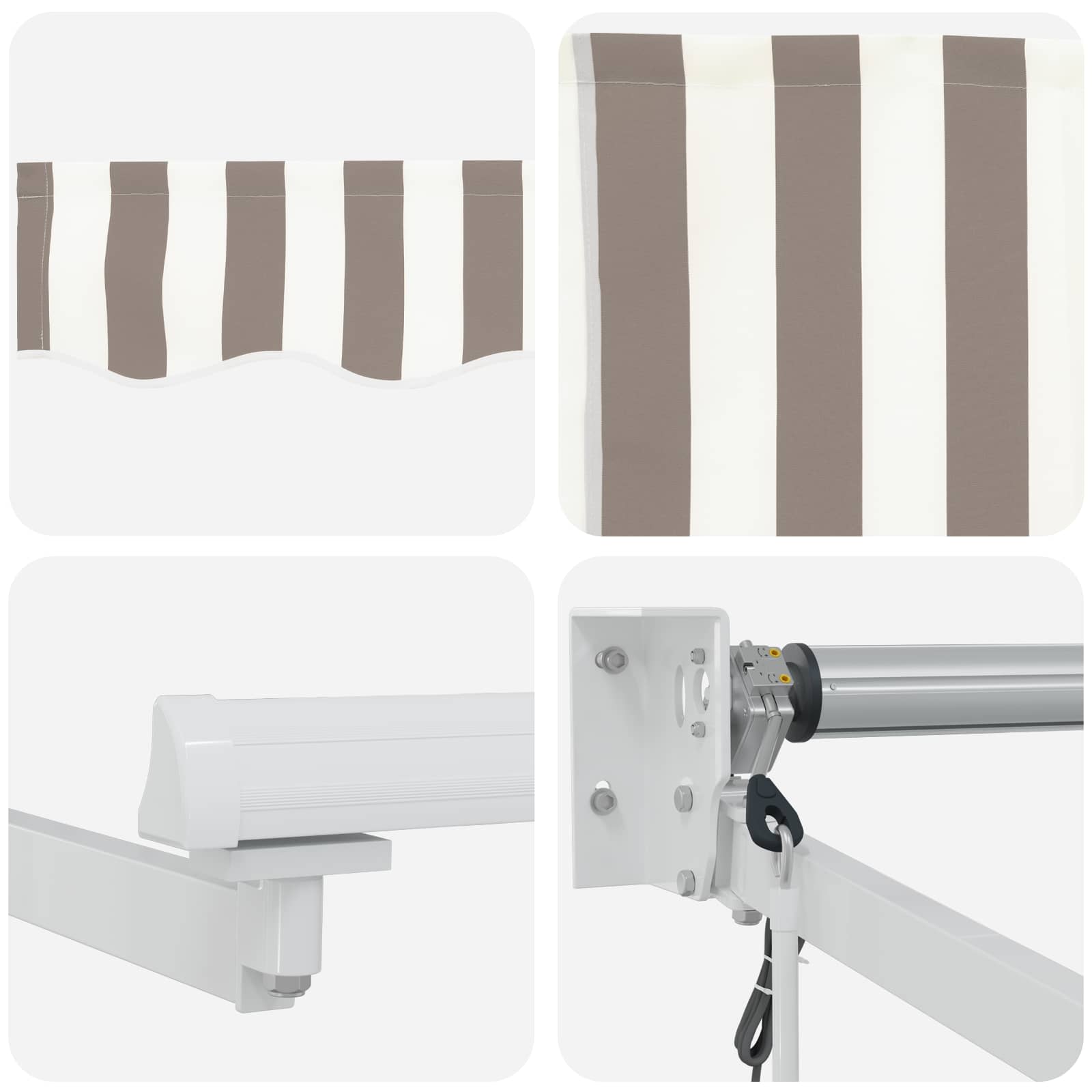 Toldo retrátil elétrico cinza claro e branco