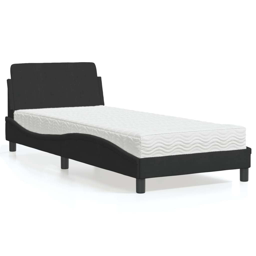 Cama com colchão dover 90x200 cm veludo preto