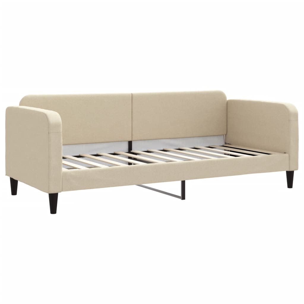 Sofá-cama com colchão 80x200 cm tecido cor creme