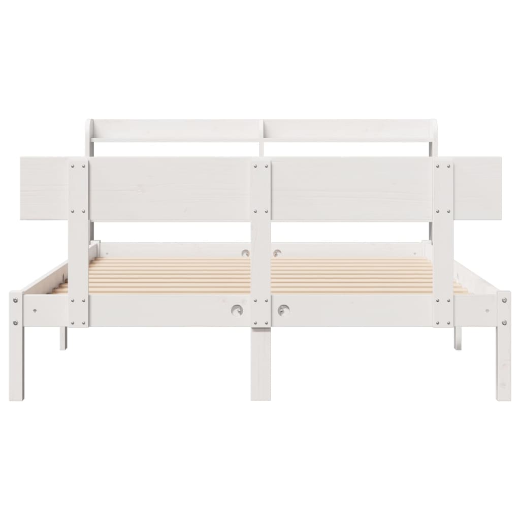 Cama sem colchão 135x190 cm madeira de pinho maciça branco
