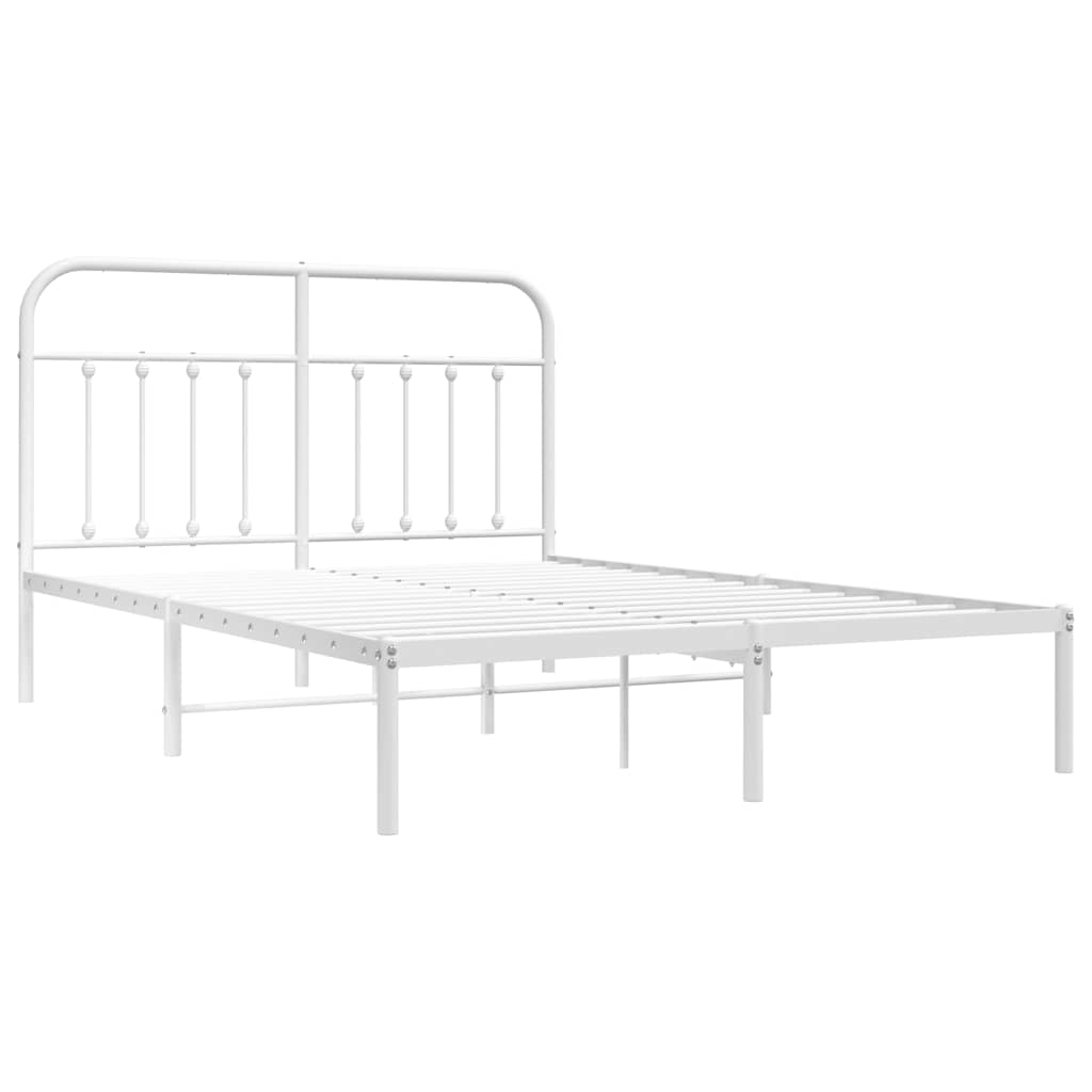 Estrutura de cama com cabeceira 150x200 cm metal branco