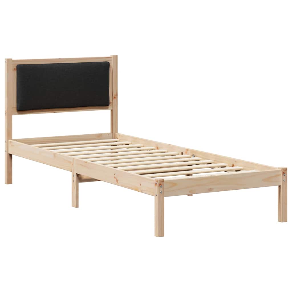 Estrutura da cama preto 80 x 200 cm madeira de pinheiro sólida