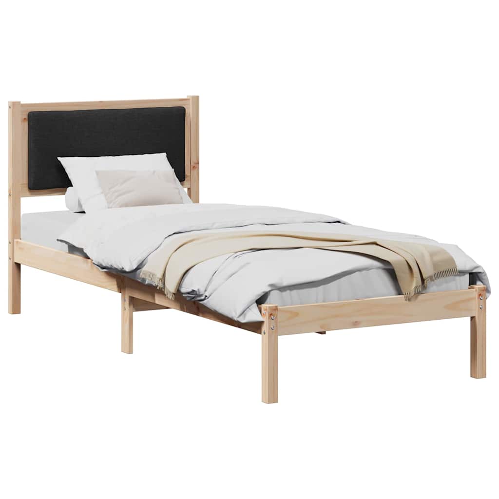 Estrutura da cama preto 80 x 200 cm madeira de pinheiro sólida