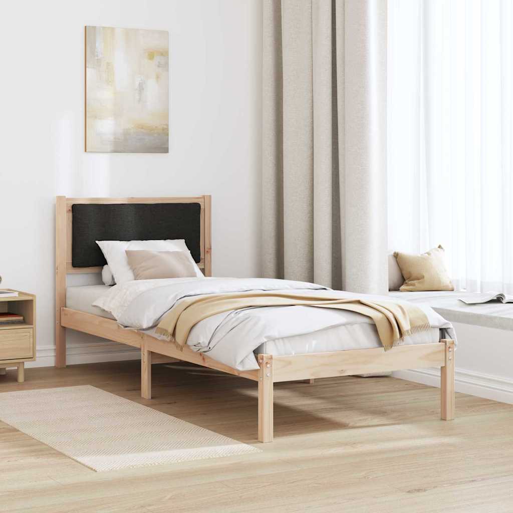 Estrutura da cama preto 80 x 200 cm madeira de pinheiro sólida