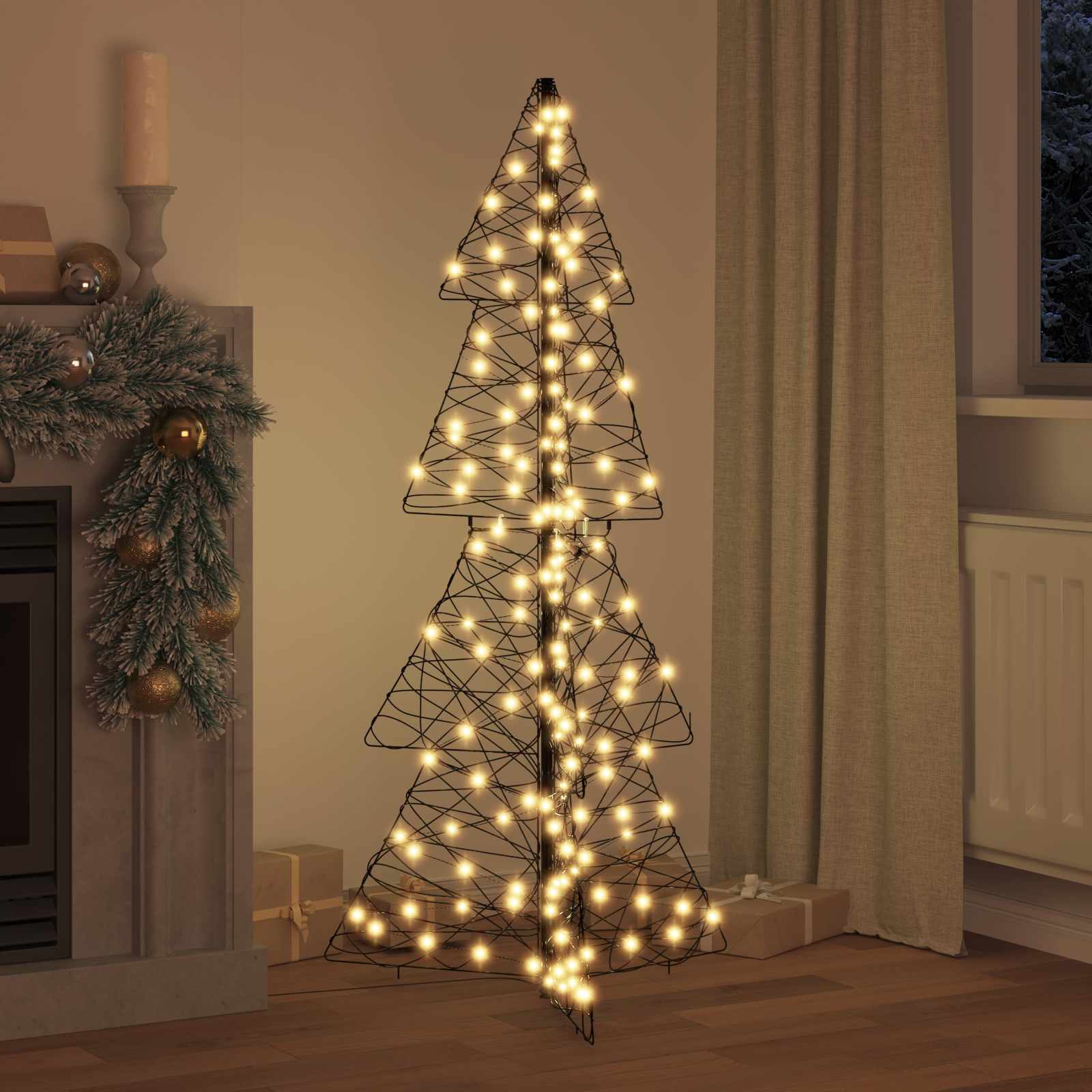 Árvore de natal com 160 leds branco quente 150 cm vime