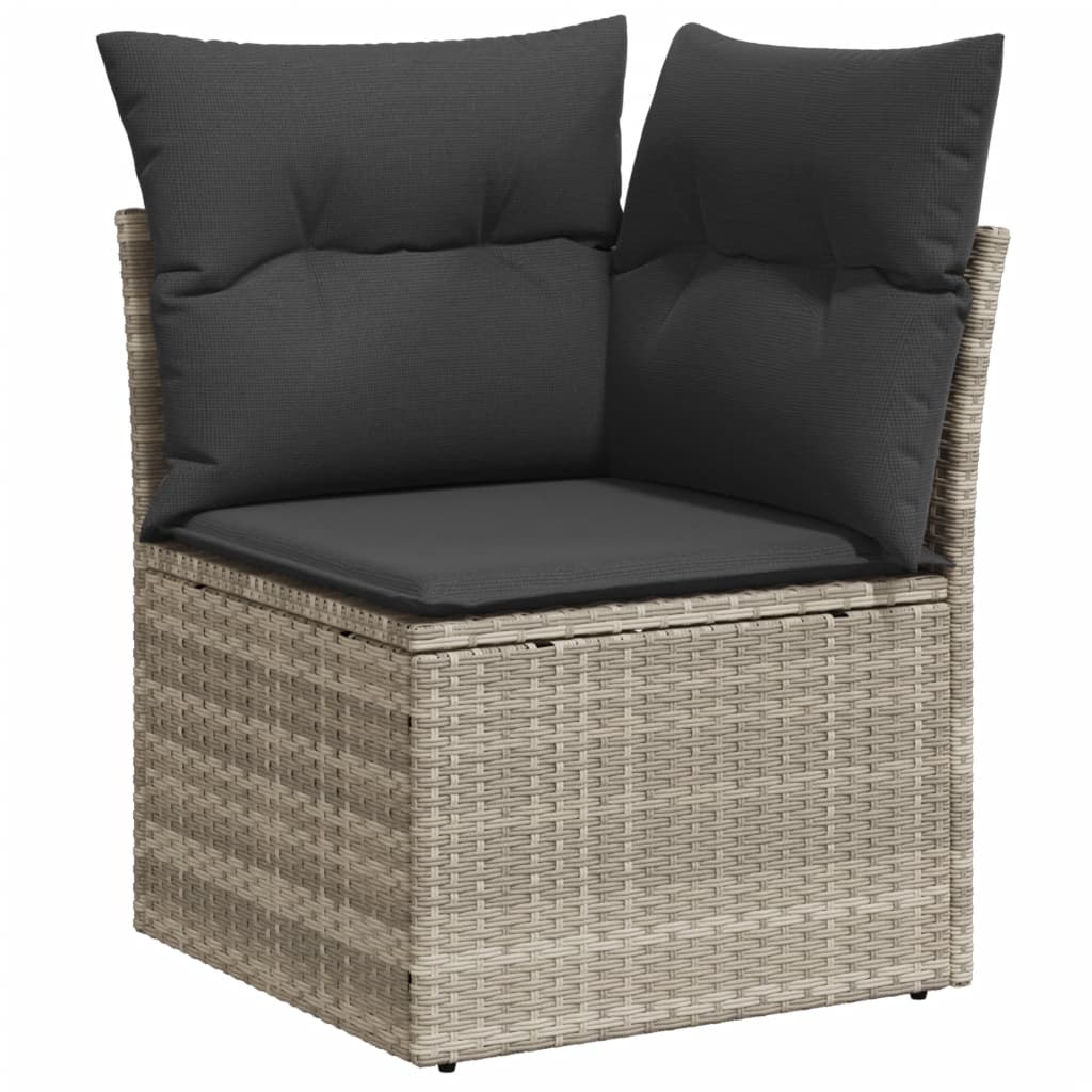 6 Pcs conj. sofás jardim com almofadões vime PE cinzento-claro