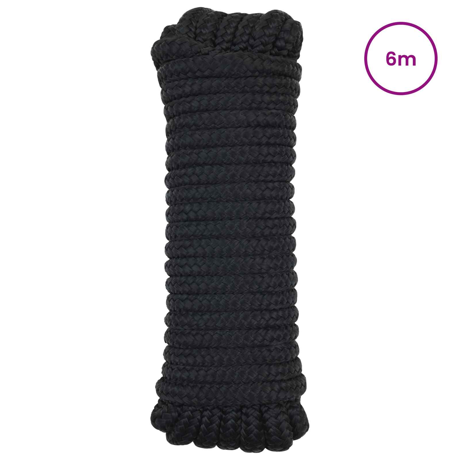 Corda de barco 2 mm 6 m preto poliéster