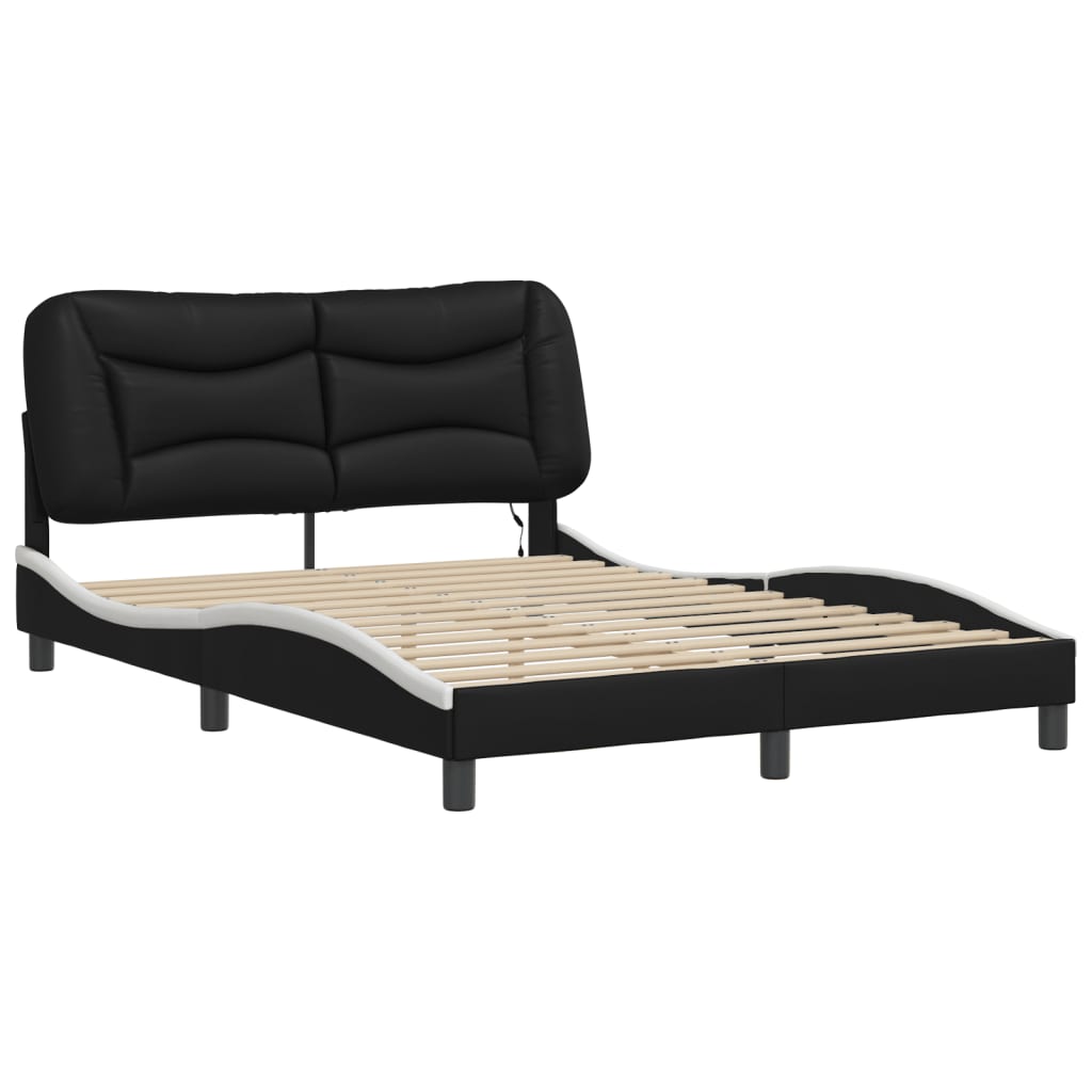 Estrutura de cama com LED sem colchão hvar 140x200cm preto/branco