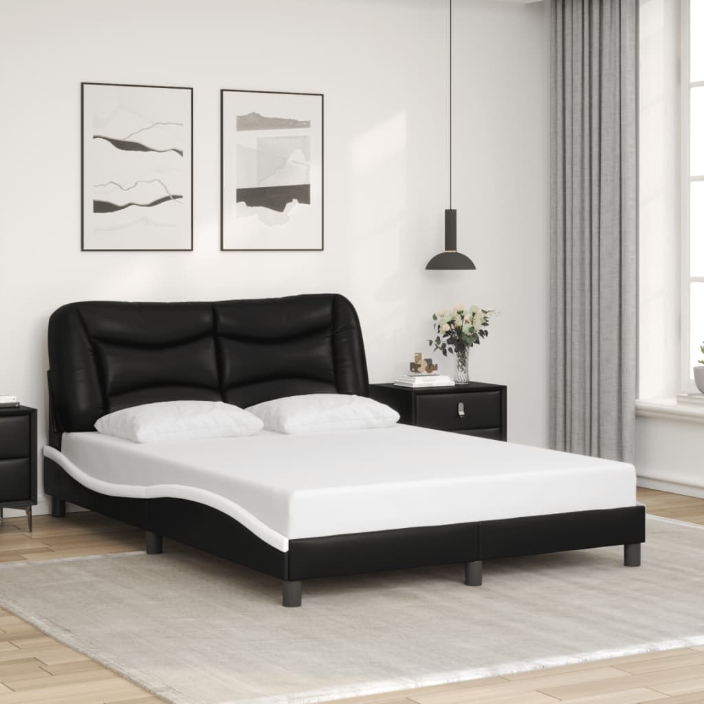 Estrutura de cama com LED sem colchão hvar 140x200cm preto/branco