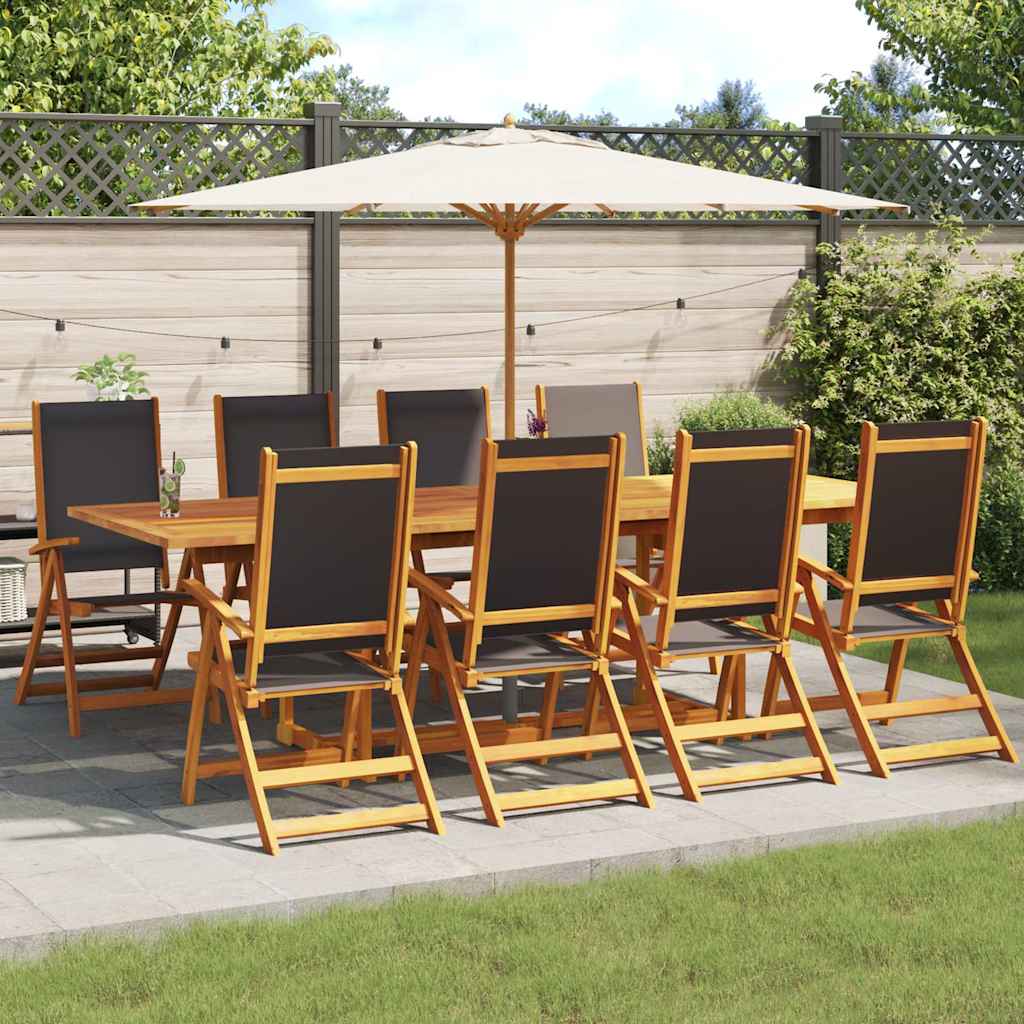 Cadeiras de jardim dobráveis 8 pcs acácia maciça e textilene