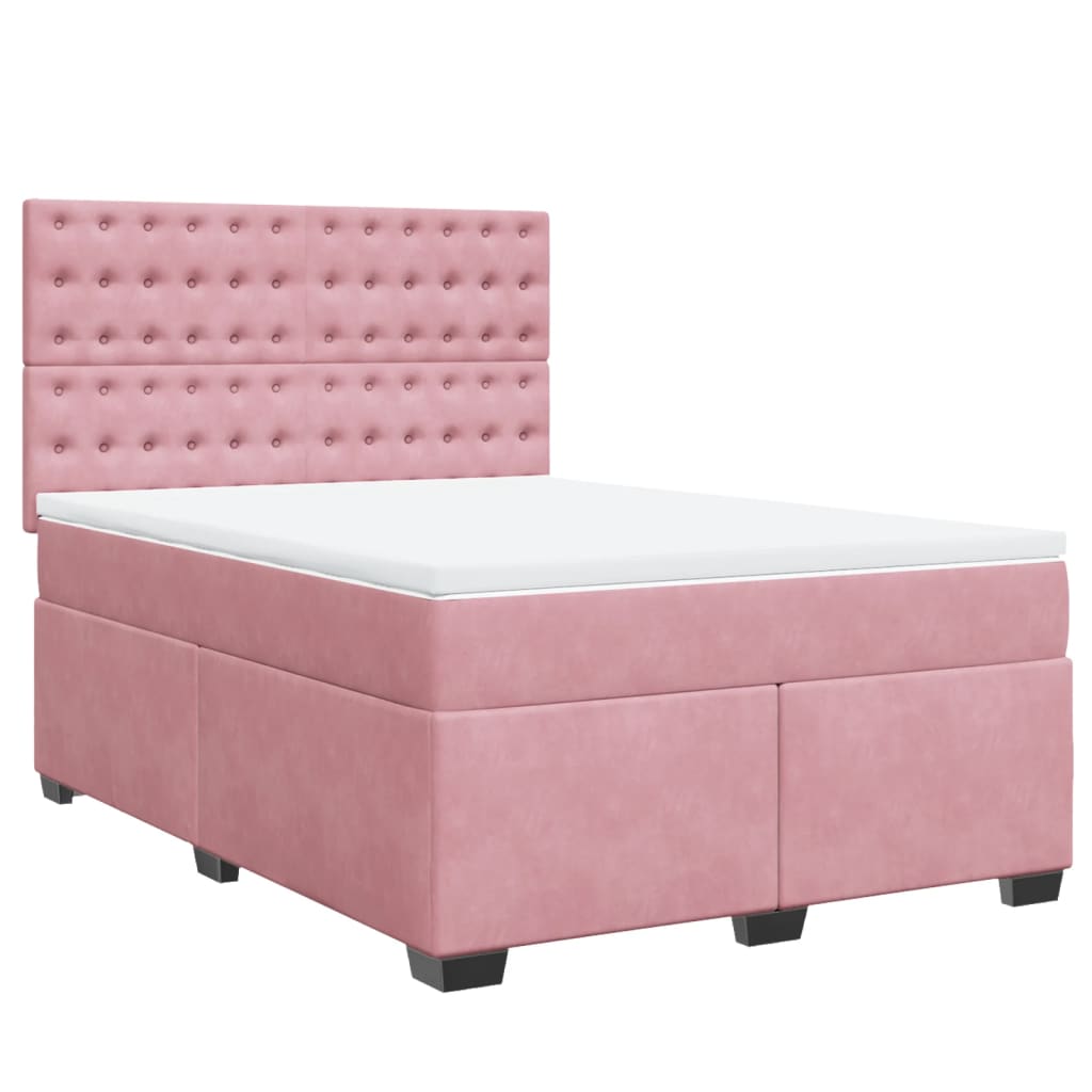 Cama com molas/colchão 140x200 cm veludo rosa