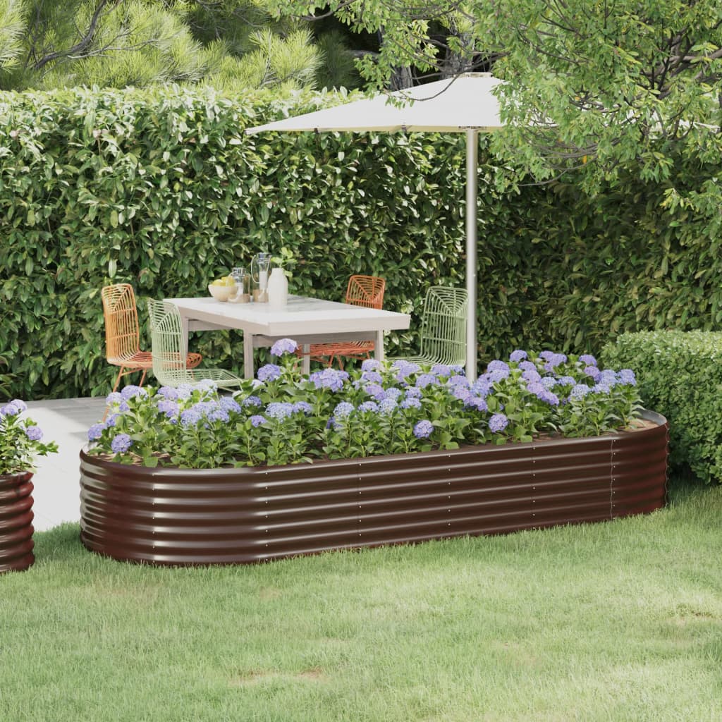 Canteiro elevado jardim 249x100x36 aço galvanizado castanho