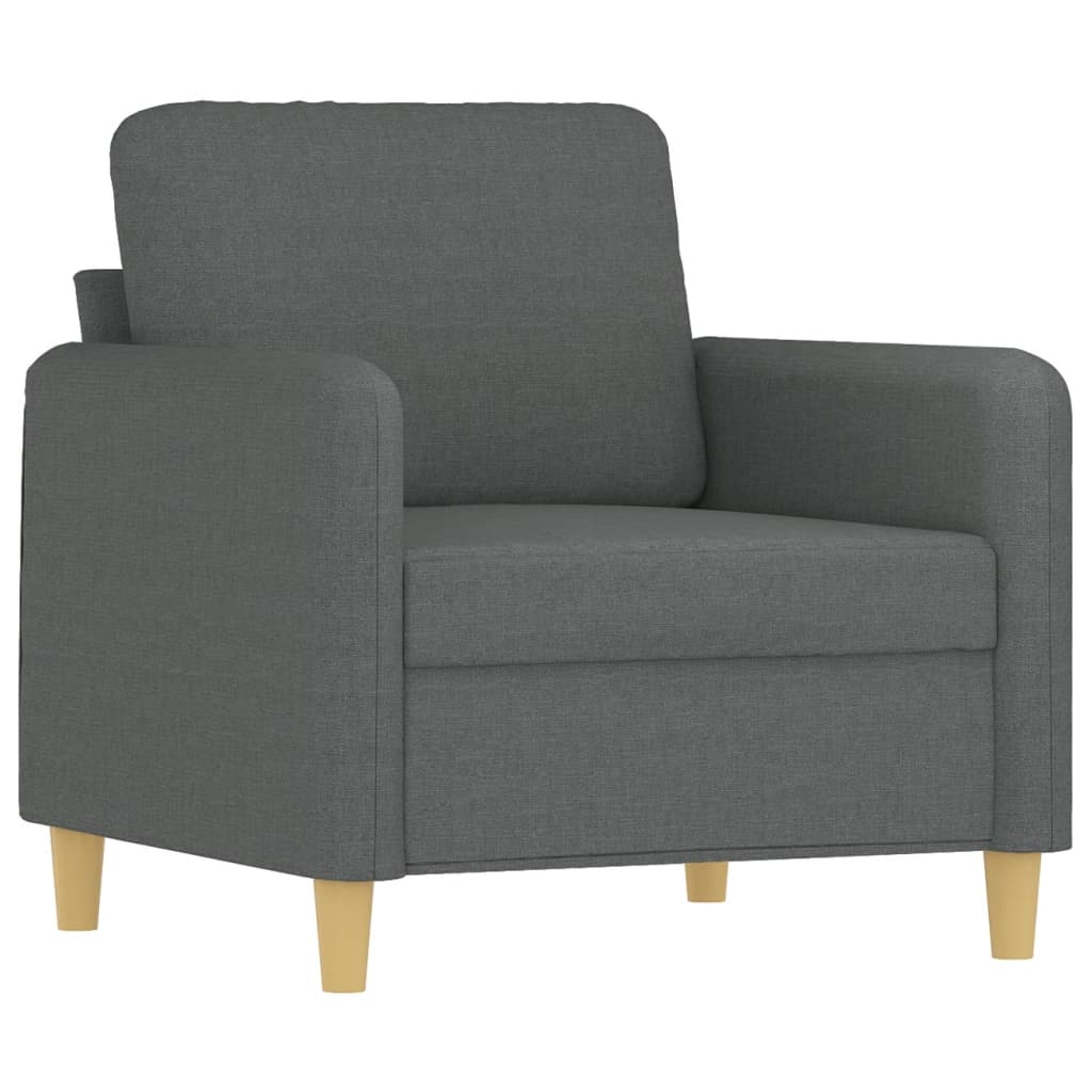 3 Pcs conjunto de sofás com almofadões tecido cinzento-escuro