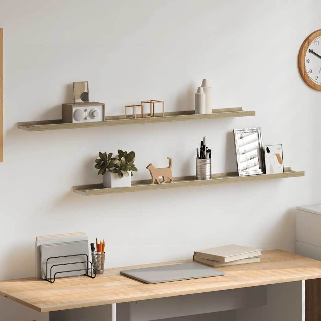 Prateleiras de parede 2 pcs 100x9x3 cm branco e carvalho sonoma