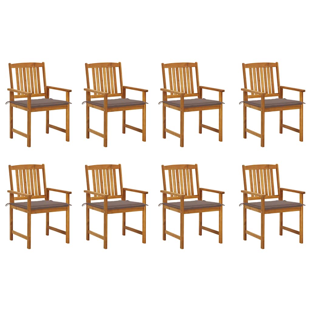 Cadeiras de jardim com almofadões 8 pcs acácia maciça