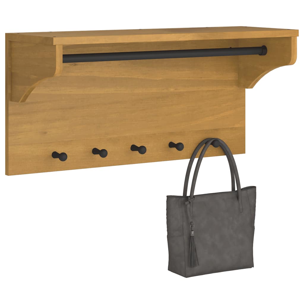 Cabide de parede sandnes 87x30x42 cm pinho de madeira maciça
