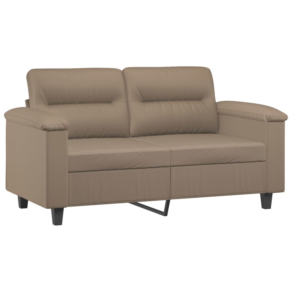 2 Pcs conjunto sofás c/ almofadas couro artificial cappuccino