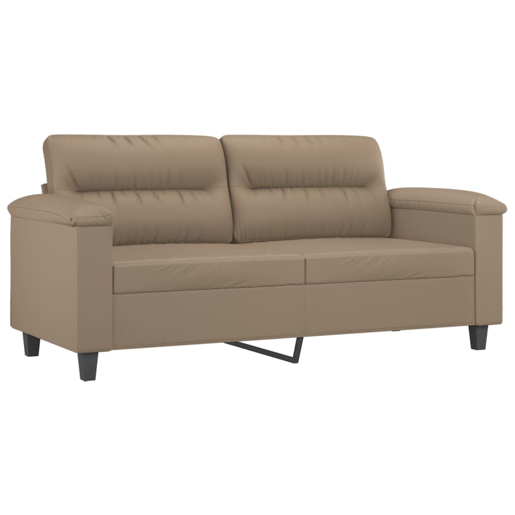2 Pcs conjunto sofás c/ almofadas couro artificial cappuccino