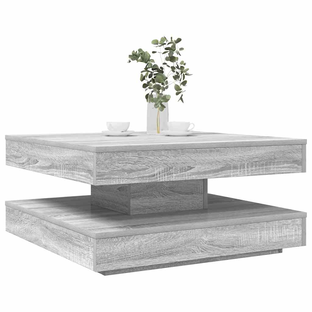 Mesa de centro rotativa a 360 graus 70x70x34,5 cm sonoma cinza