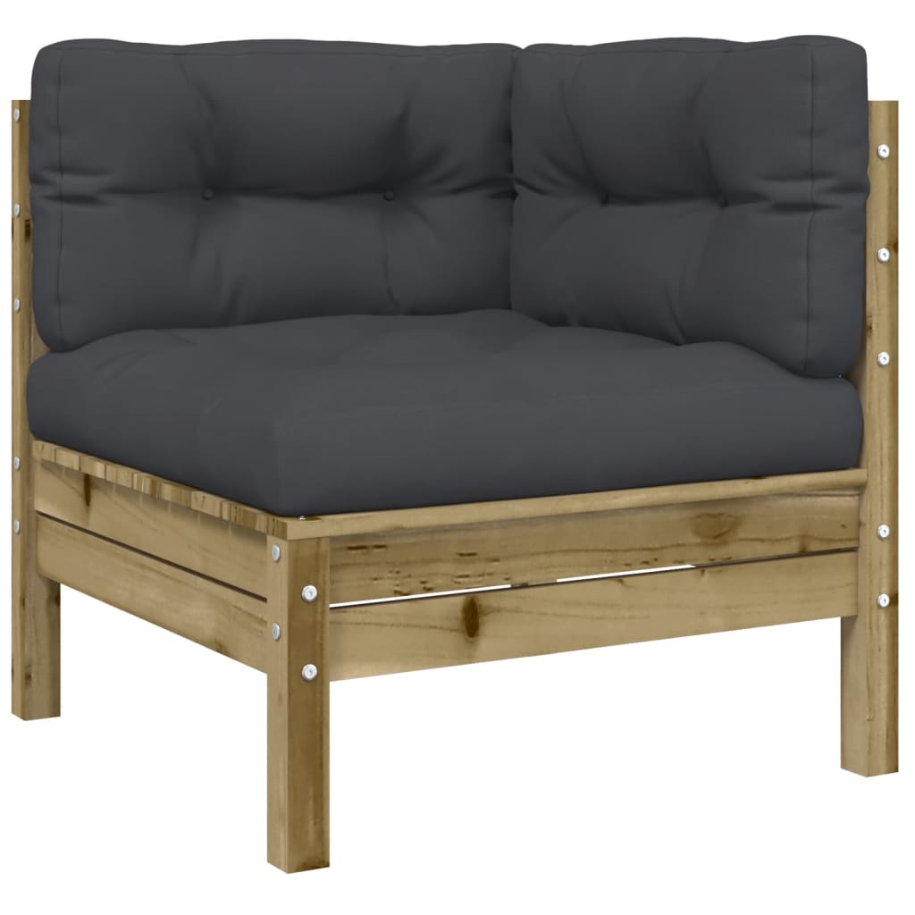 5 Pcs conjunto sofás de jardim c/ almofadões pinho impregnado