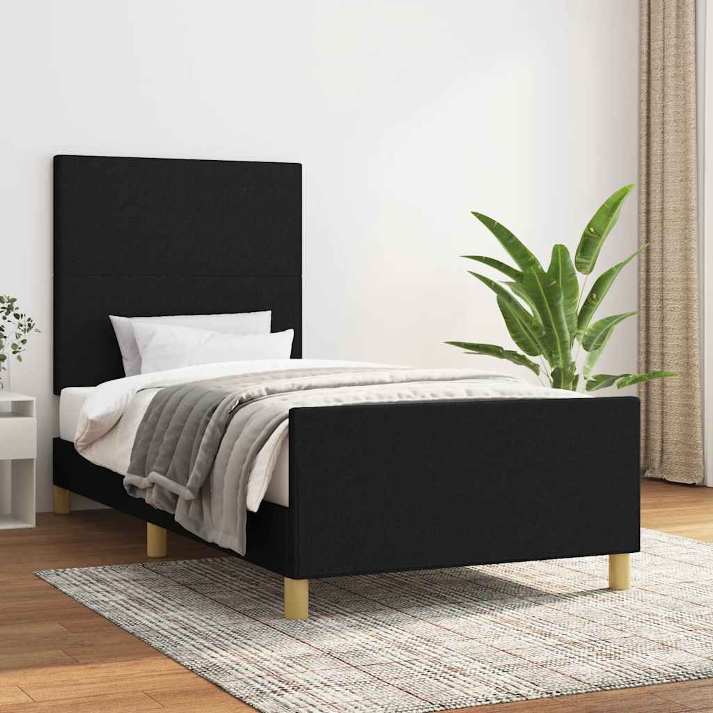 Estrutura de cama sem colchão 80x200 cm tecido preto