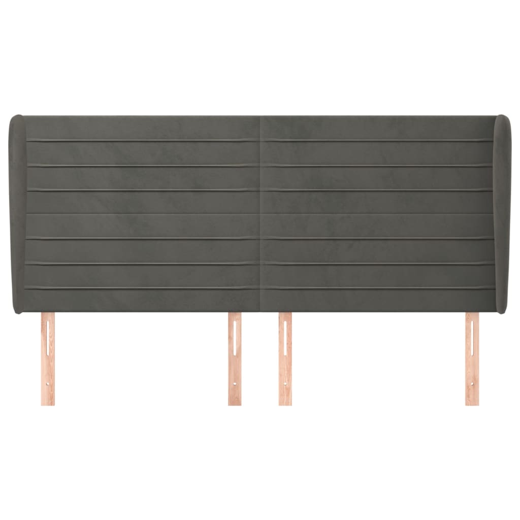 Cabeceira cama c/ abas veludo 163x23x118/128 cm cinzento-escuro