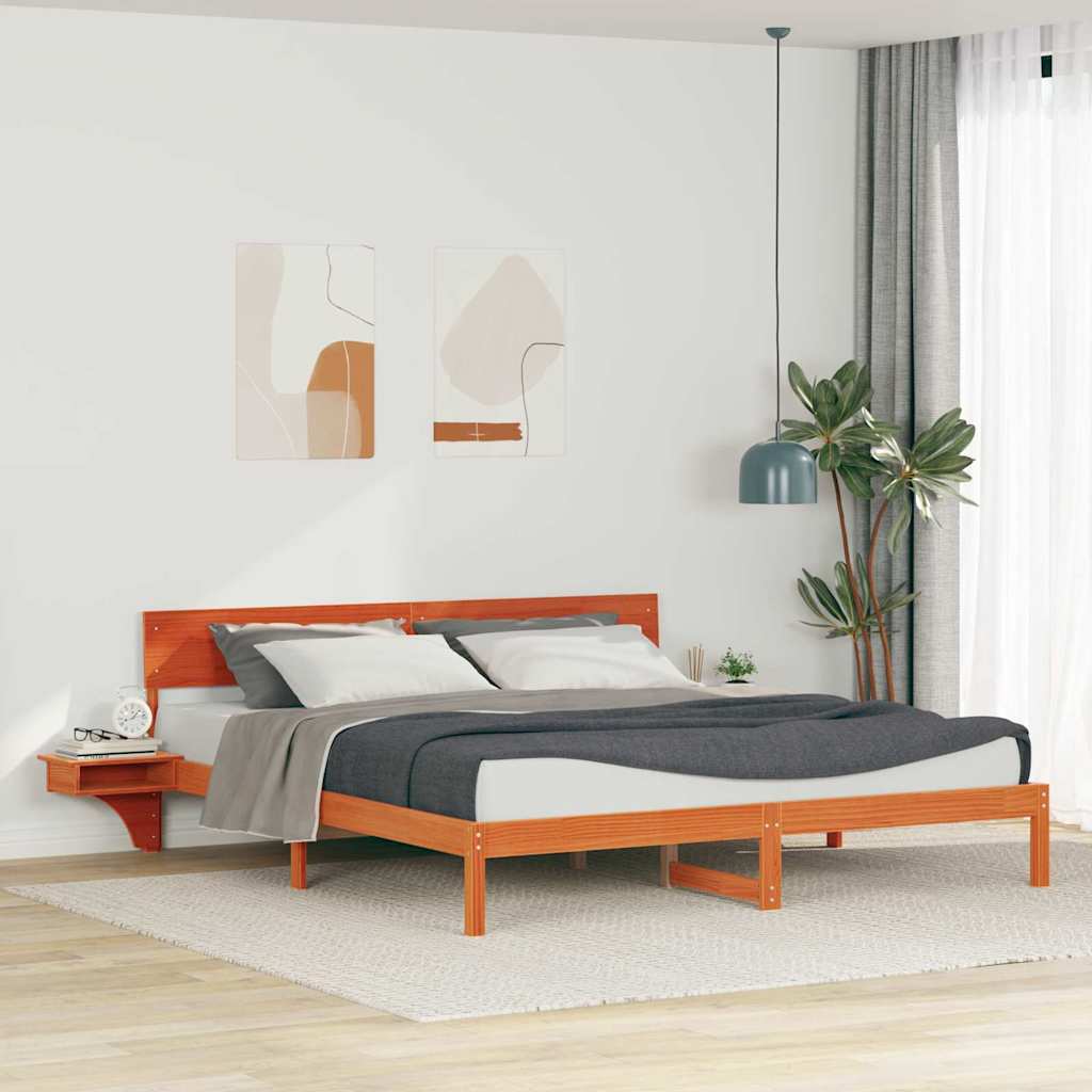 Estrutura da cama com cabeceira marrom cera 180 x 200 cm
