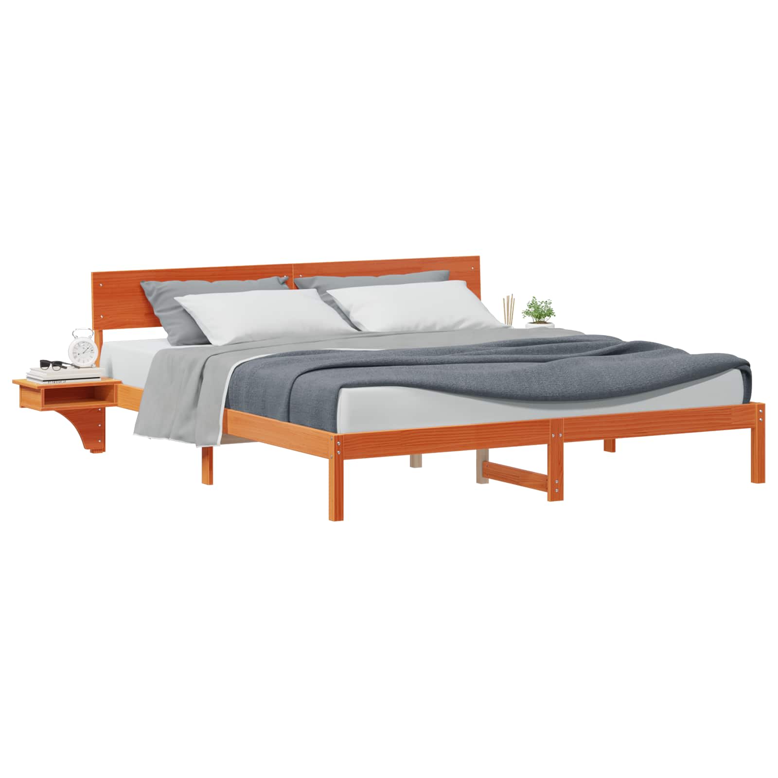 Estrutura da cama com cabeceira marrom cera 180 x 200 cm