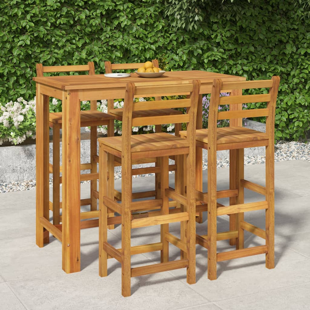 5 Pcs conjunto de bar para jardim madeira de acácia maciça