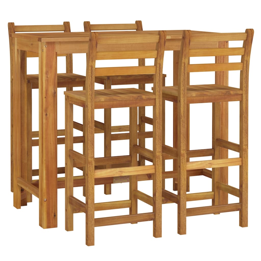 5 Pcs conjunto de bar para jardim madeira de acácia maciça