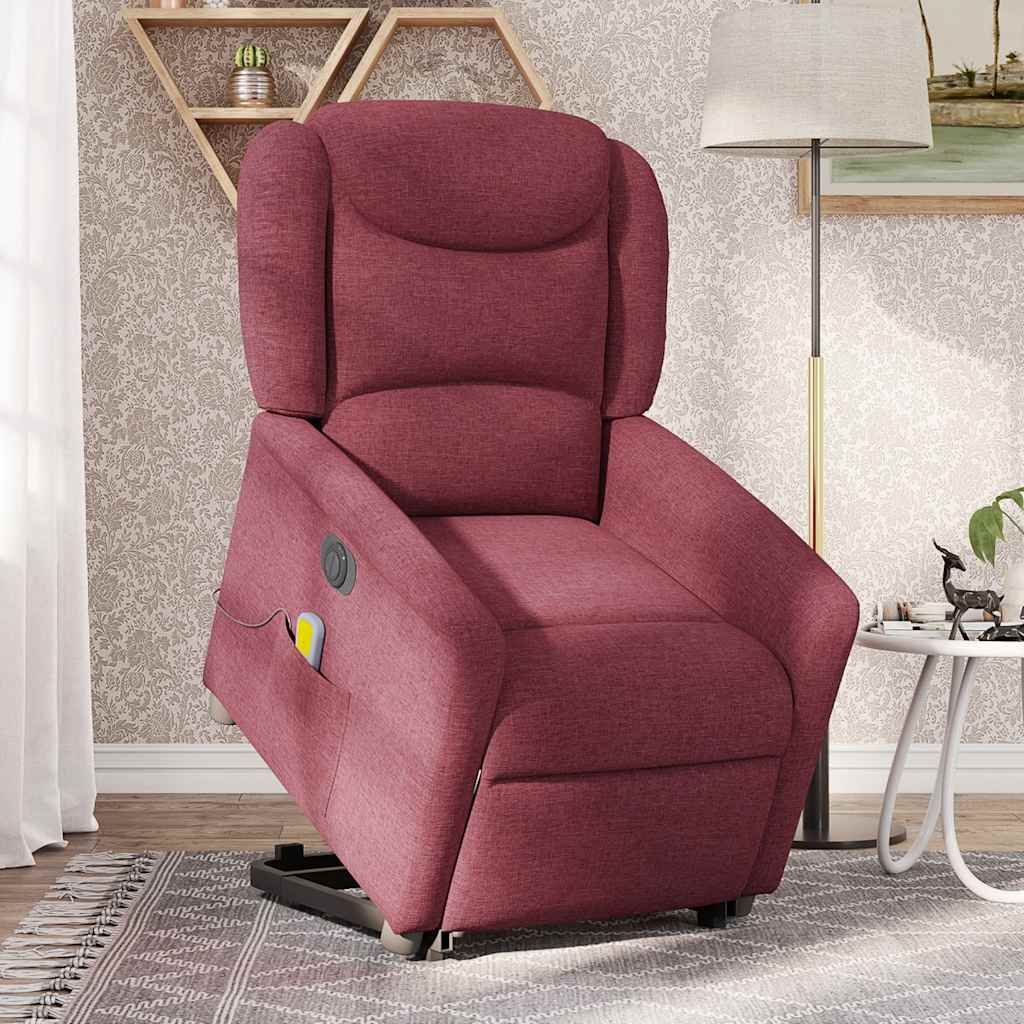 Poltrona elevatória de massagens elétrica tecido vermelho tinto