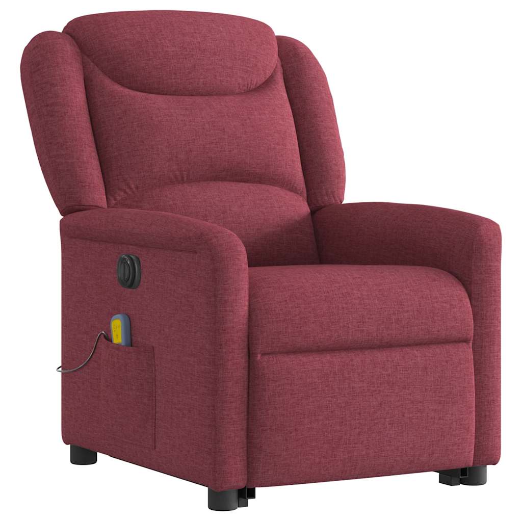 Poltrona elevatória de massagens elétrica tecido vermelho tinto