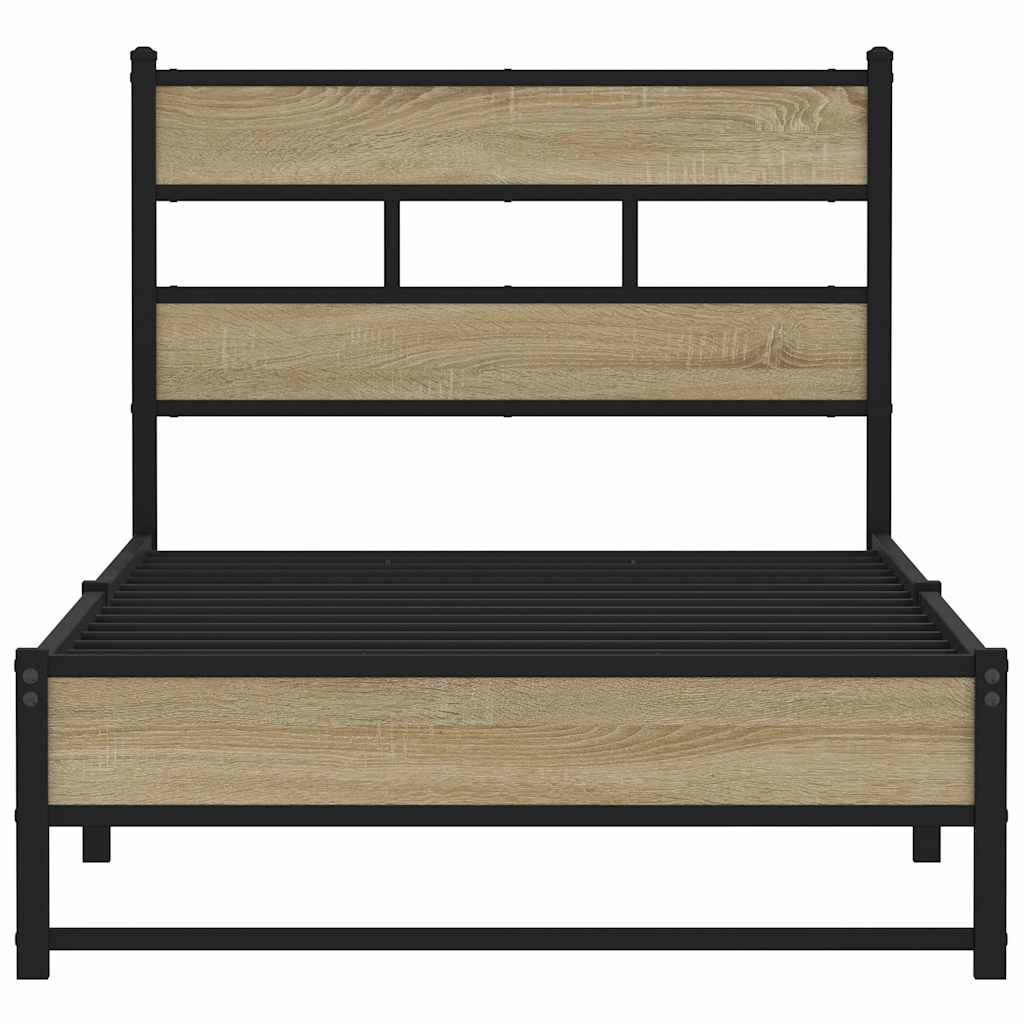 Estrutura de cama sem colchão 90x190 cm metal carvalho sonoma