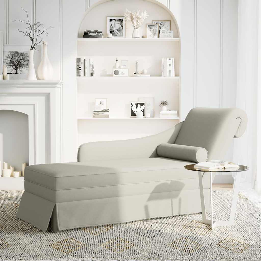 Chaise lounge c/ reforço/apoio de braços direito veludo creme