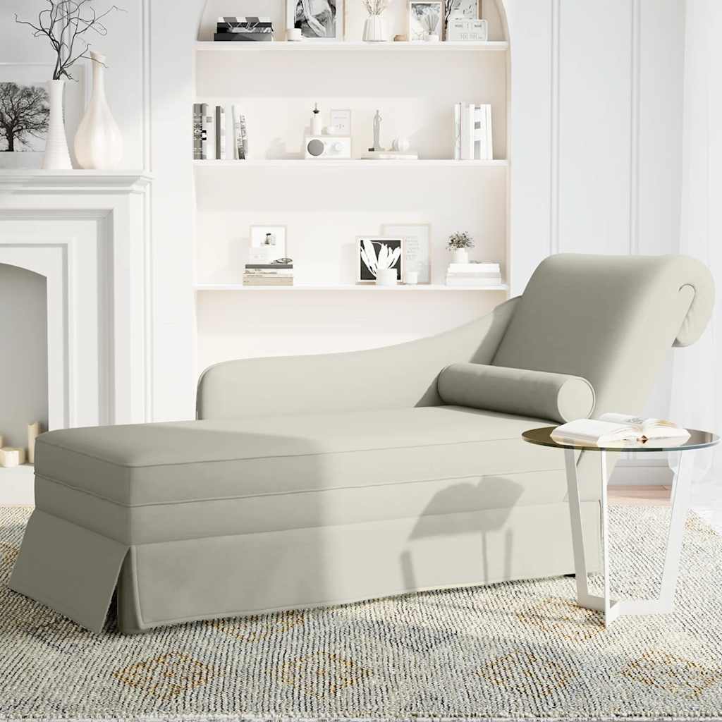 Chaise lounge c/ reforço/apoio de braços direito veludo creme