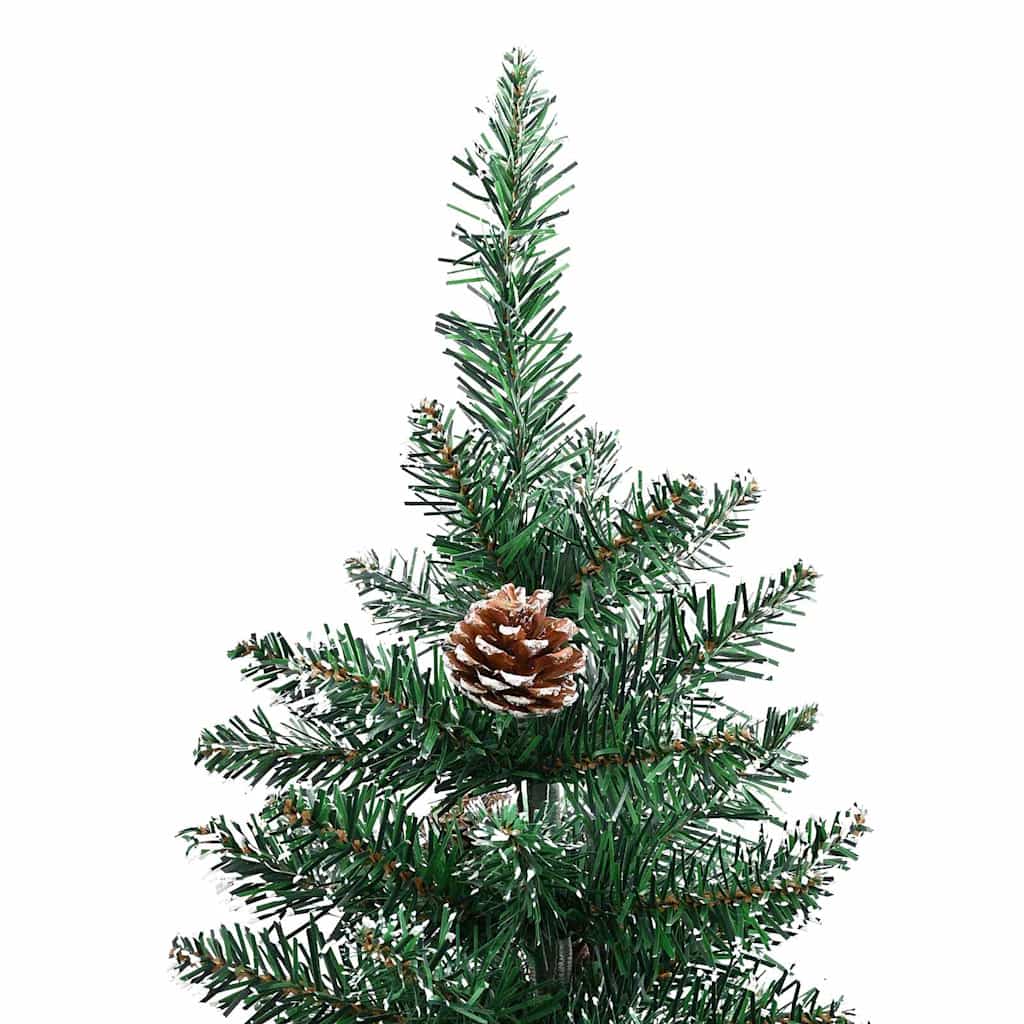 Árvore de natal fina madeira genuína e neve branca 180 cm verde