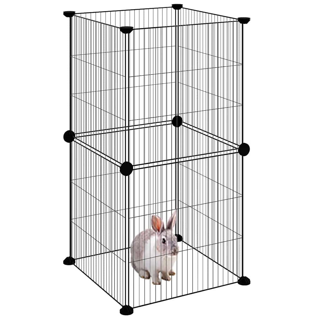 Gaiola p/ animais de estimação com 8 painéis 35x35 cm aço preto