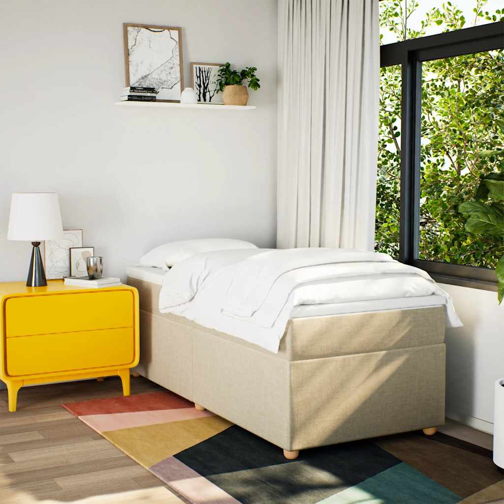 Cama com molas/colchão 100x200 cm tecido cor creme