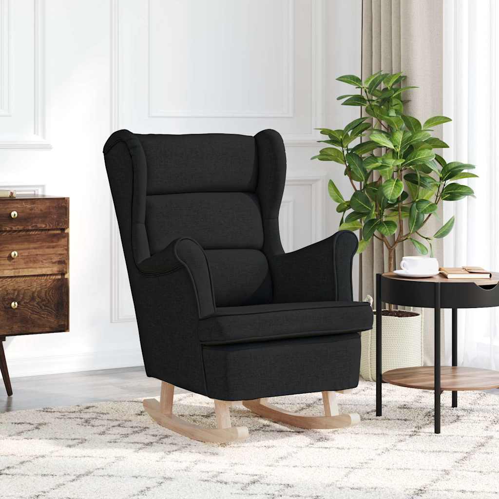 Cadeira de baloiço 74x90x102 cm tecido preto