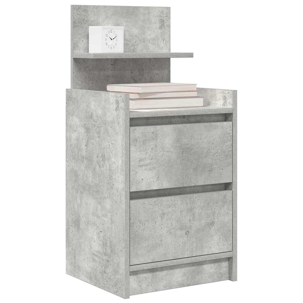 Mesa de cabeceira com 2 gavetas 38x34x80 cm cinzento cimento