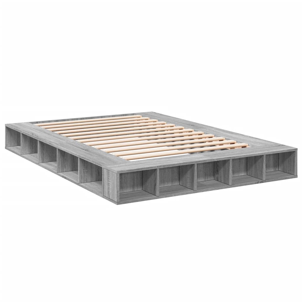 Estrutura de cama 150x200 cm derivados de madeira cinza sonoma