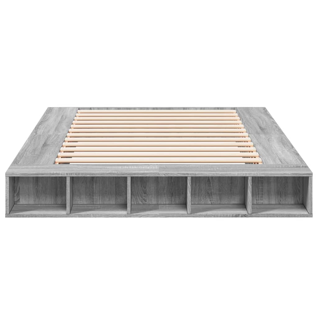 Estrutura de cama 150x200 cm derivados de madeira cinza sonoma