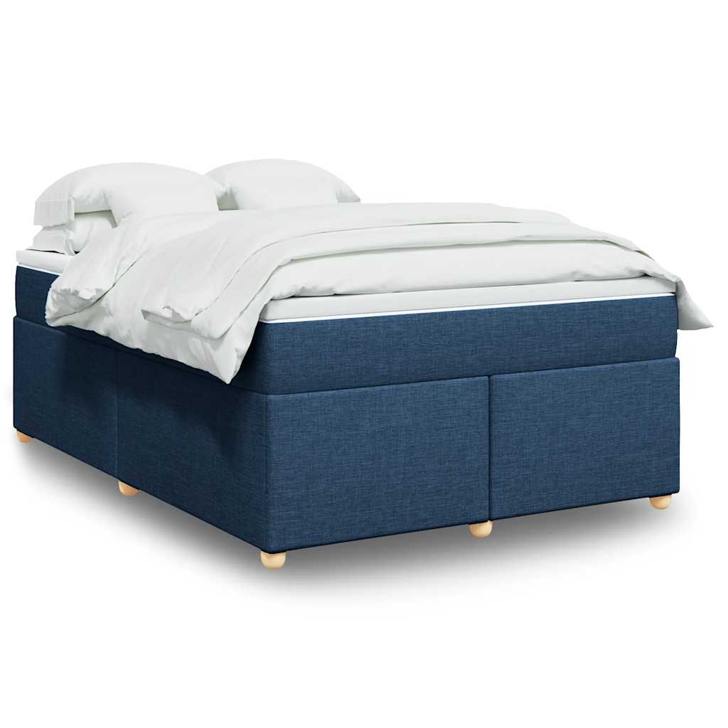Cama com molas/colchão 140x190 cm tecido azul